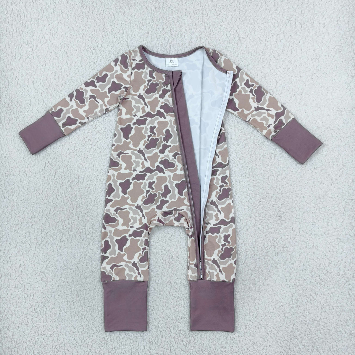 Baby Boys Southern Khaki Camo Two Way Zip Convertible Rompers