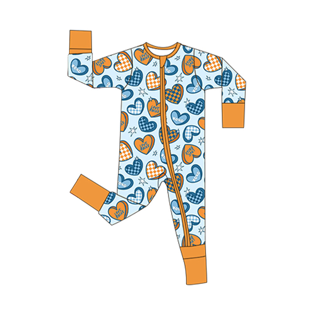 Baby Boys XOXO Hearts Stars Valentines Two Way Zip Convertible Rompers Preorder