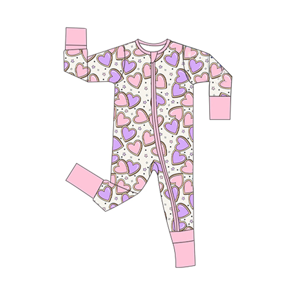 Baby Girls Hearts Stars Valentines Two Way Zip Convertible Rompers Preorder