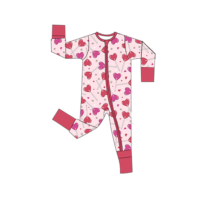 Baby Girls Hearts Flowers Valentines Two Way Zip Convertible Rompers Preorder