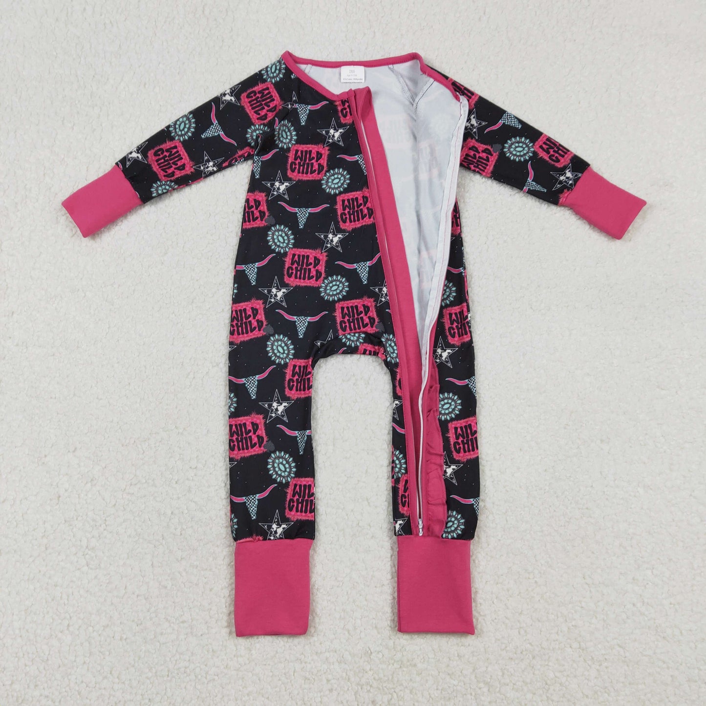Sibling Baby Boys Girls Western Boots Cows Two Way Zip Convertible Rompers