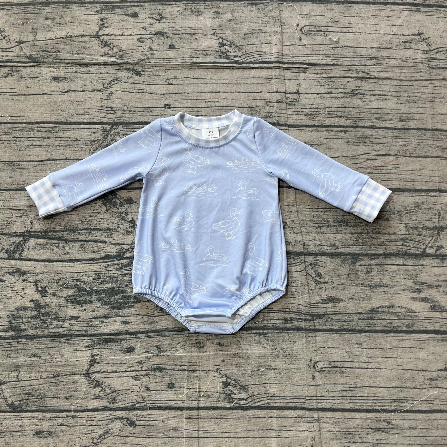Baby Boys Blue Long Sleeve Ducks Hunting Rompers