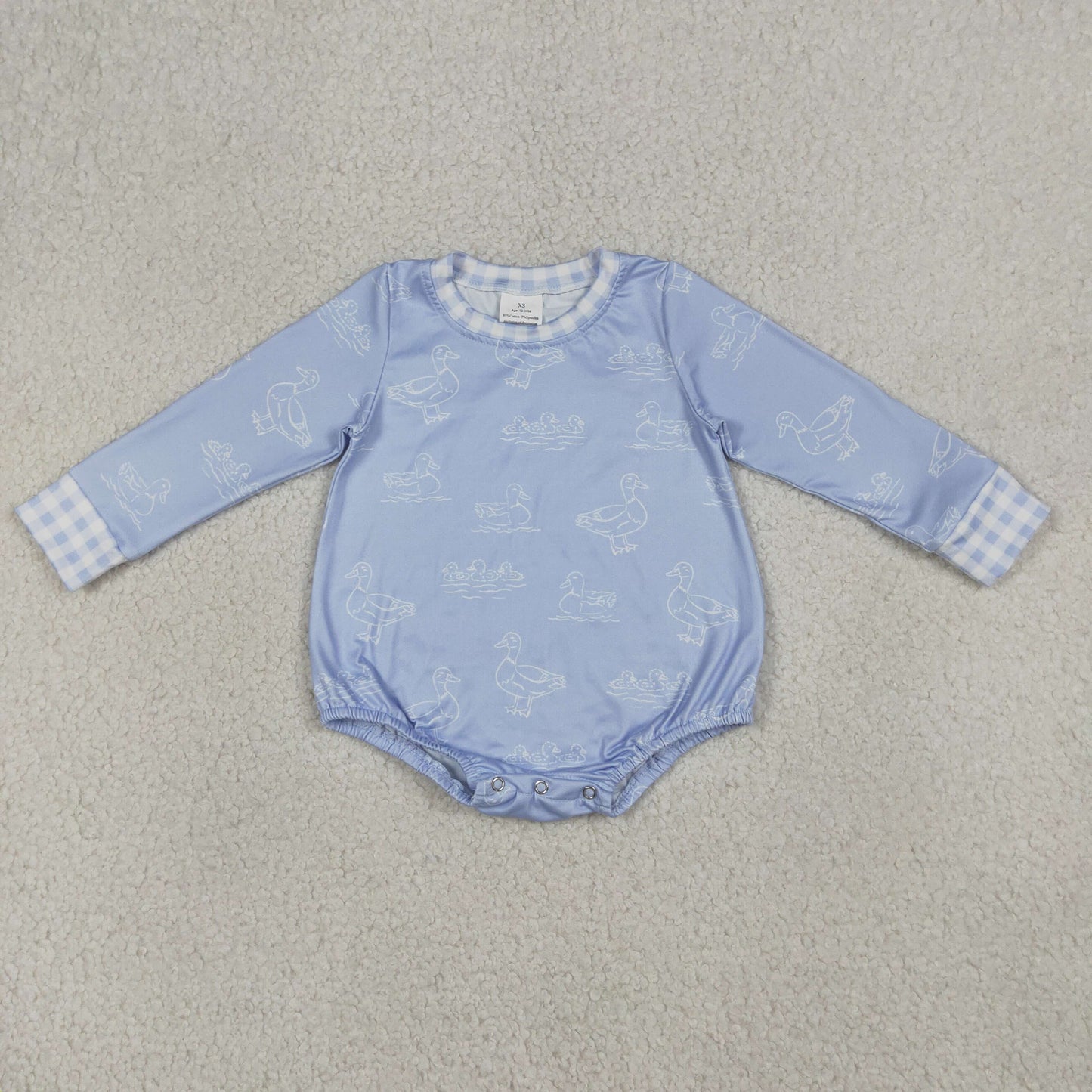 Baby Boys Blue Long Sleeve Ducks Hunting Rompers
