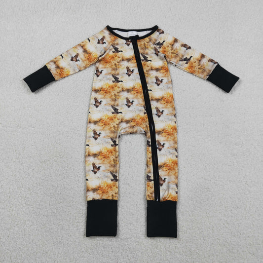Baby Boys Ducks Hunting Two Way Zipper Convertible Rompers