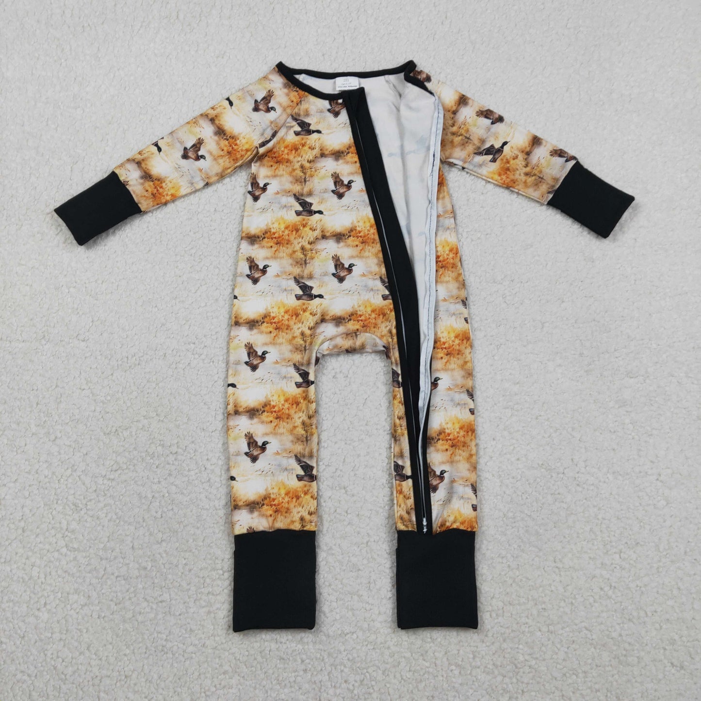 Baby Boys Ducks Hunting Two Way Zipper Convertible Rompers