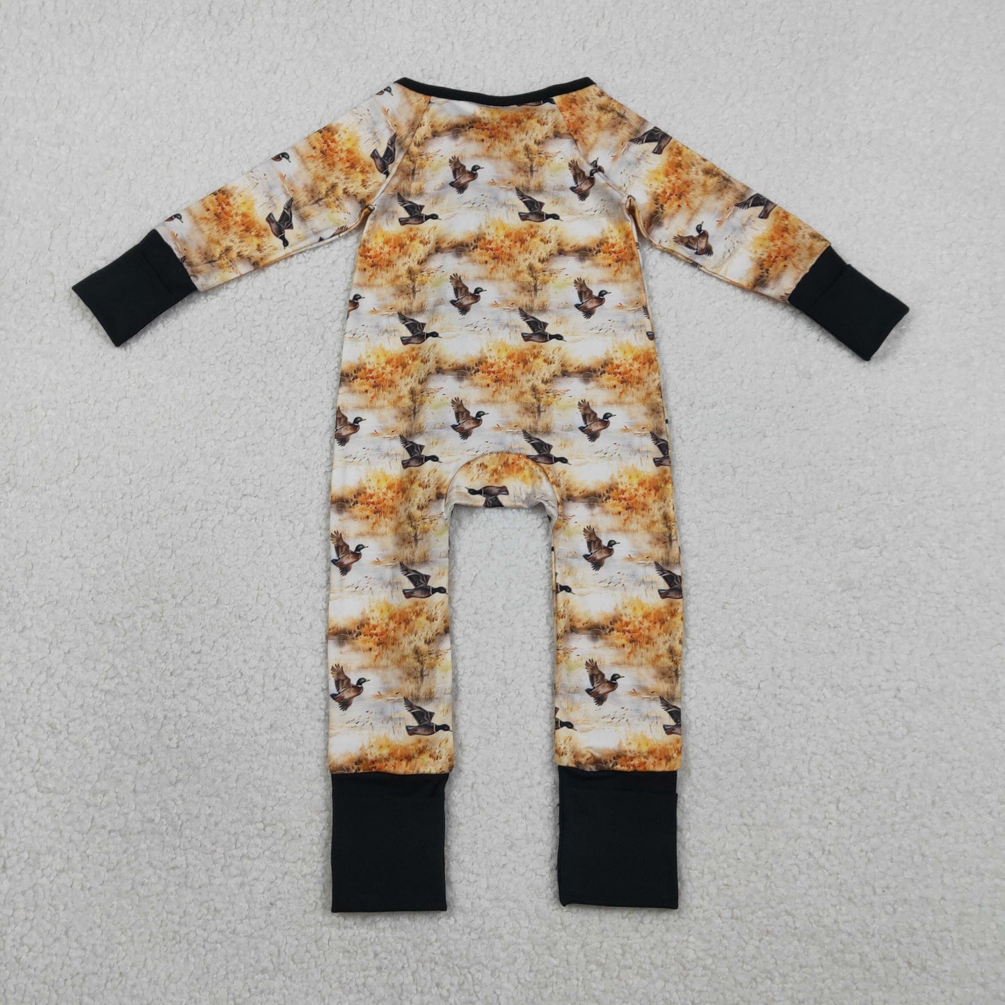 Baby Boys Ducks Hunting Two Way Zipper Convertible Rompers