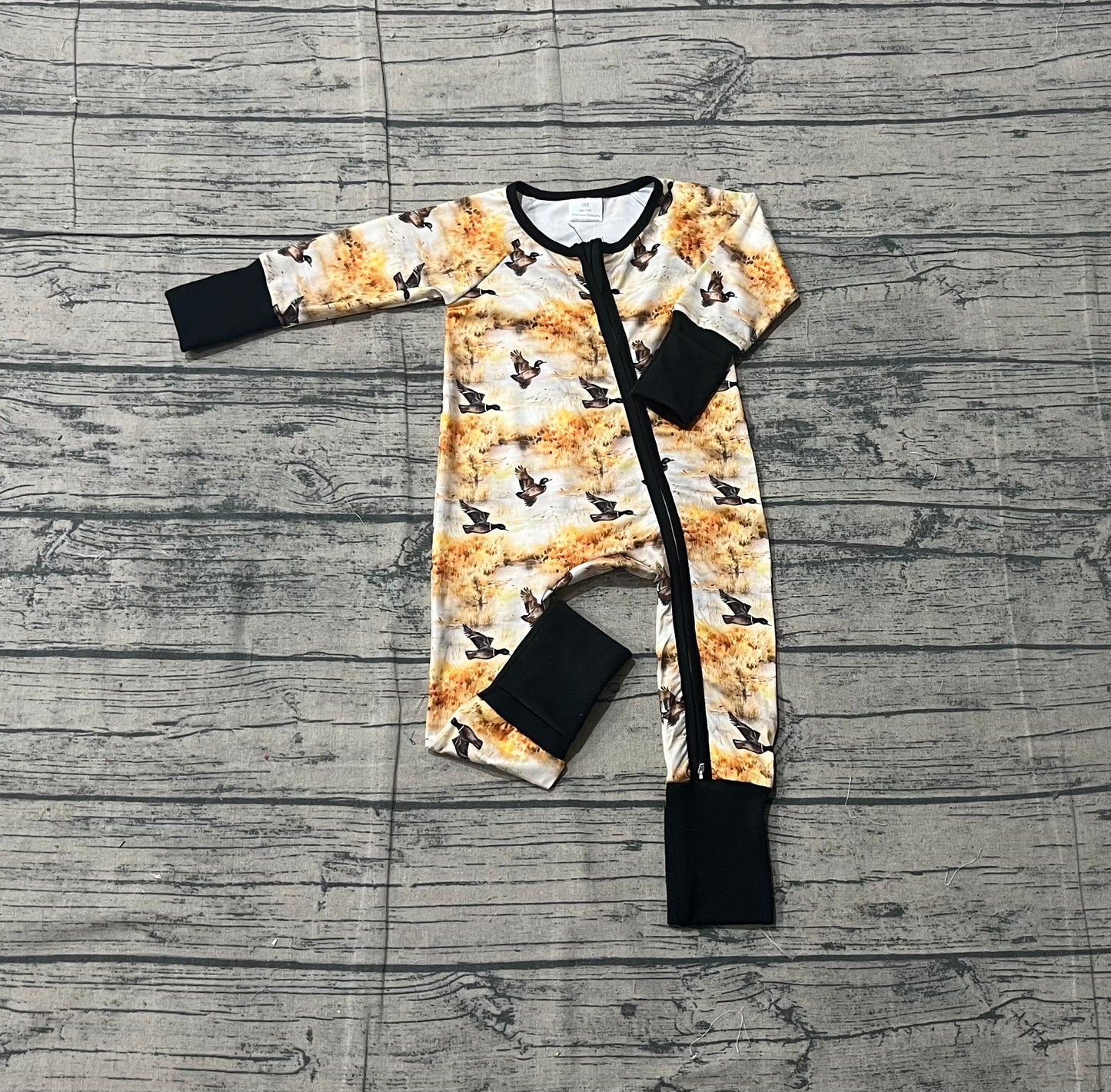 Baby Boys Ducks Hunting Two Way Zipper Convertible Rompers