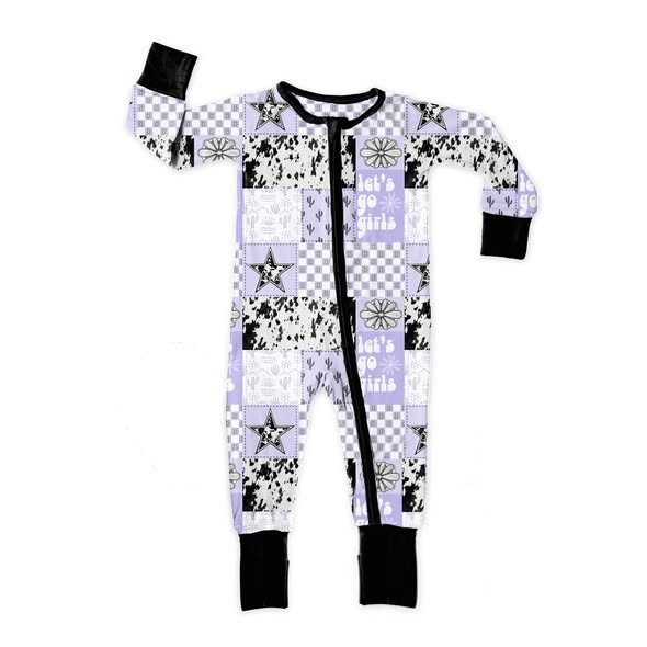 Baby Girls Turquoises Cactus Checked Western Two Way Zipper Convertible Rompers Preorder