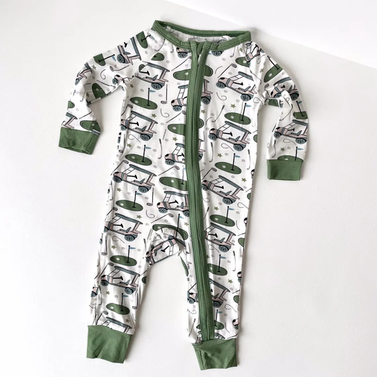 Baby Boys Golf Trucks Two Way Zipper Convertible Rompers Preorder