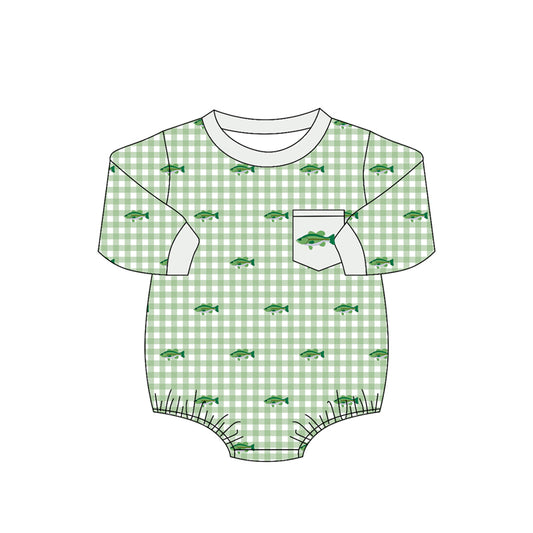 Baby Boys Long Sleeve Fishes Checked Pocket Hunting Rompers Preorder