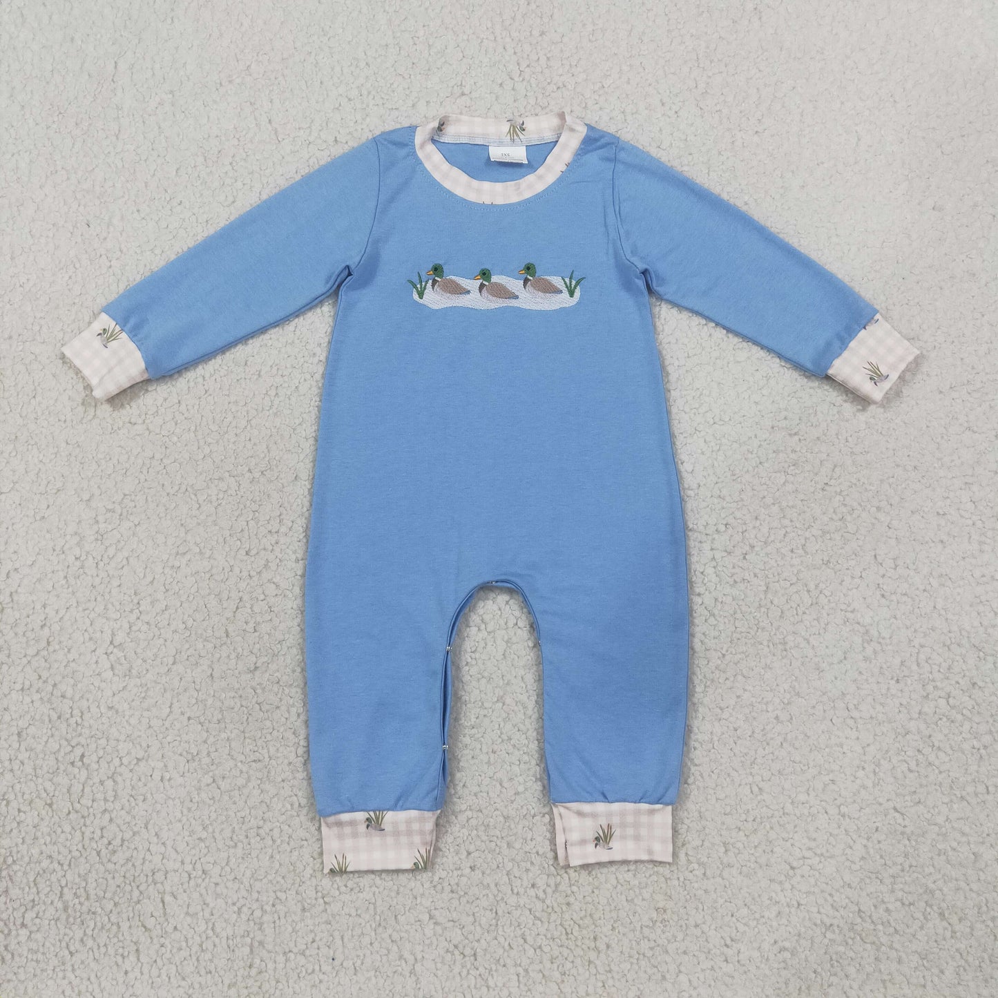 Embroidery Ducks Baby Boys Long Sleeve Hunting Pant Rompers
