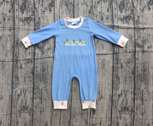 Embroidery Ducks Baby Boys Long Sleeve Hunting Rompers Preorder