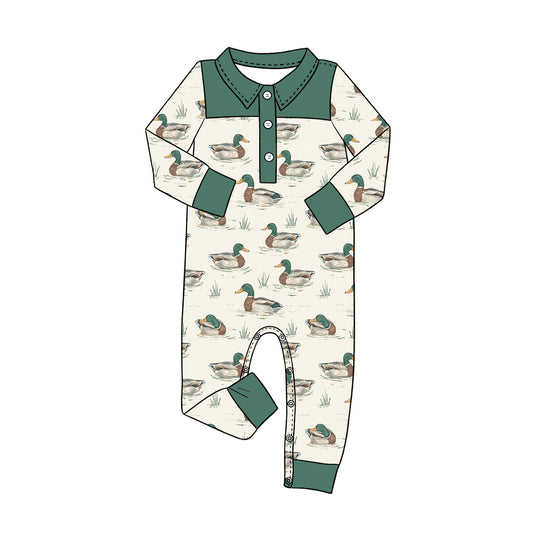Baby Boys Long Sleeve Ducks Button Hunting Rompers Preorder