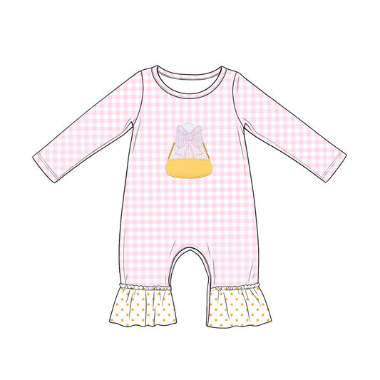 Baby Girls Long Sleeve Candy Halloween Ruffle Pant Rompers Preorder