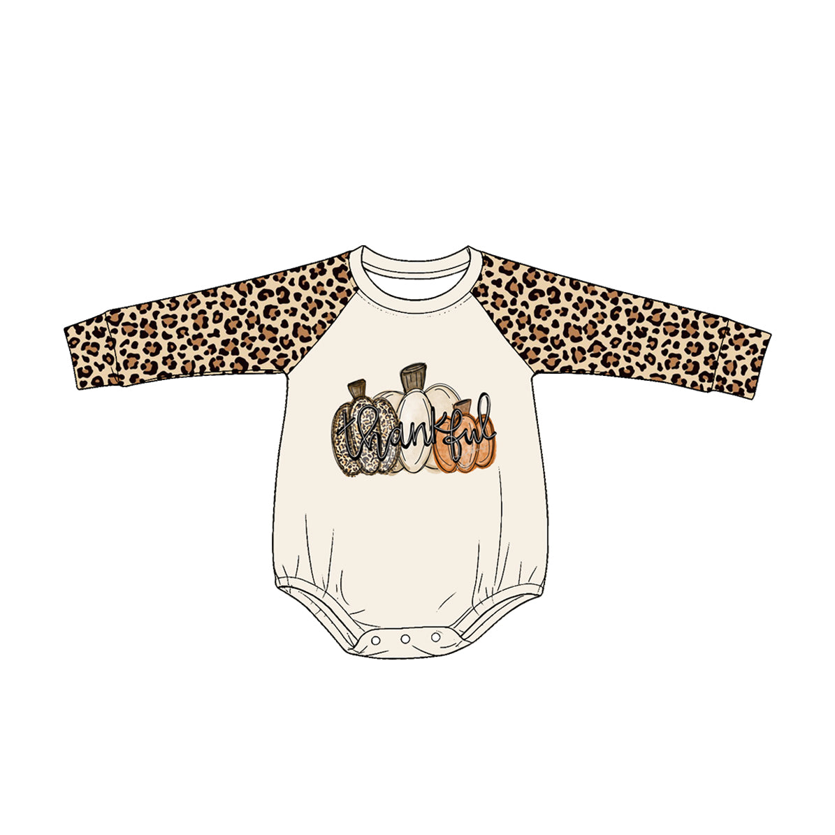Baby Boys Leopard Long Sleeve Pumpkins Thanksgivings Rompers Preorder