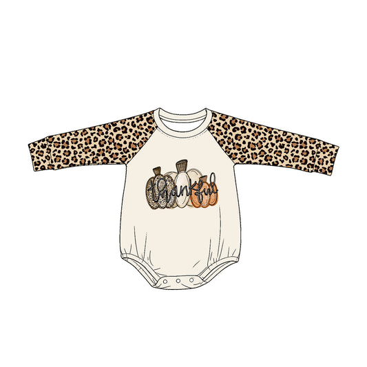 Baby Boys Leopard Long Sleeve Pumpkins Thanksgivings Rompers Preorder