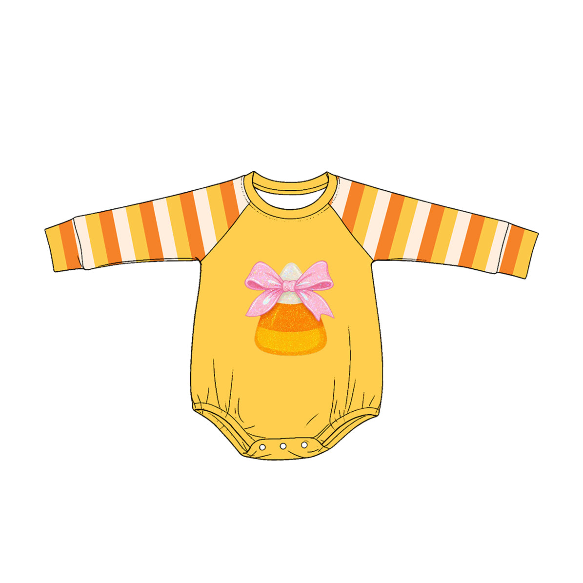 Baby Girls Stripe Long Sleeve Bows Candy Halloween Rompers Preorder