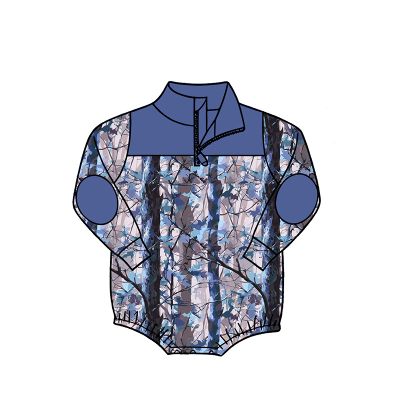 Baby Boys Long Sleeve Camo Zipper Rompers Preorder