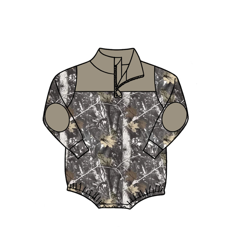 Baby Boys Long Sleeve Camo Zipper Rompers Preorder