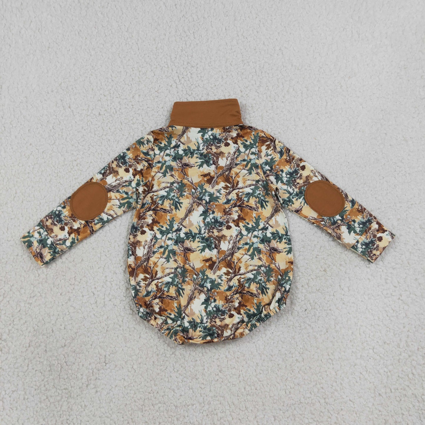 Baby Boys Long Sleeve Leaves Camo Fall Zipper Rompers
