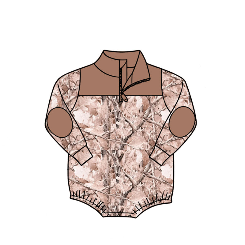 Baby Boys Long Sleeve Camo Zipper Rompers Preorder