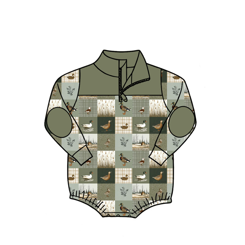 Baby Boys Long Sleeve Ducks Hunting Zipper Rompers Preorder