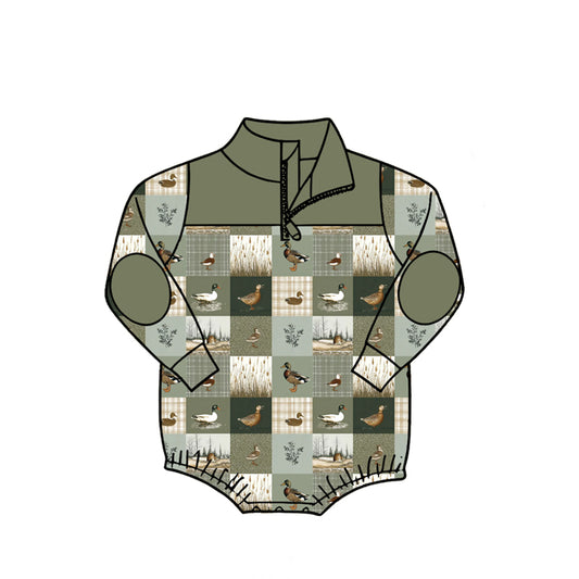 Baby Boys Long Sleeve Ducks Hunting Zipper Rompers Preorder