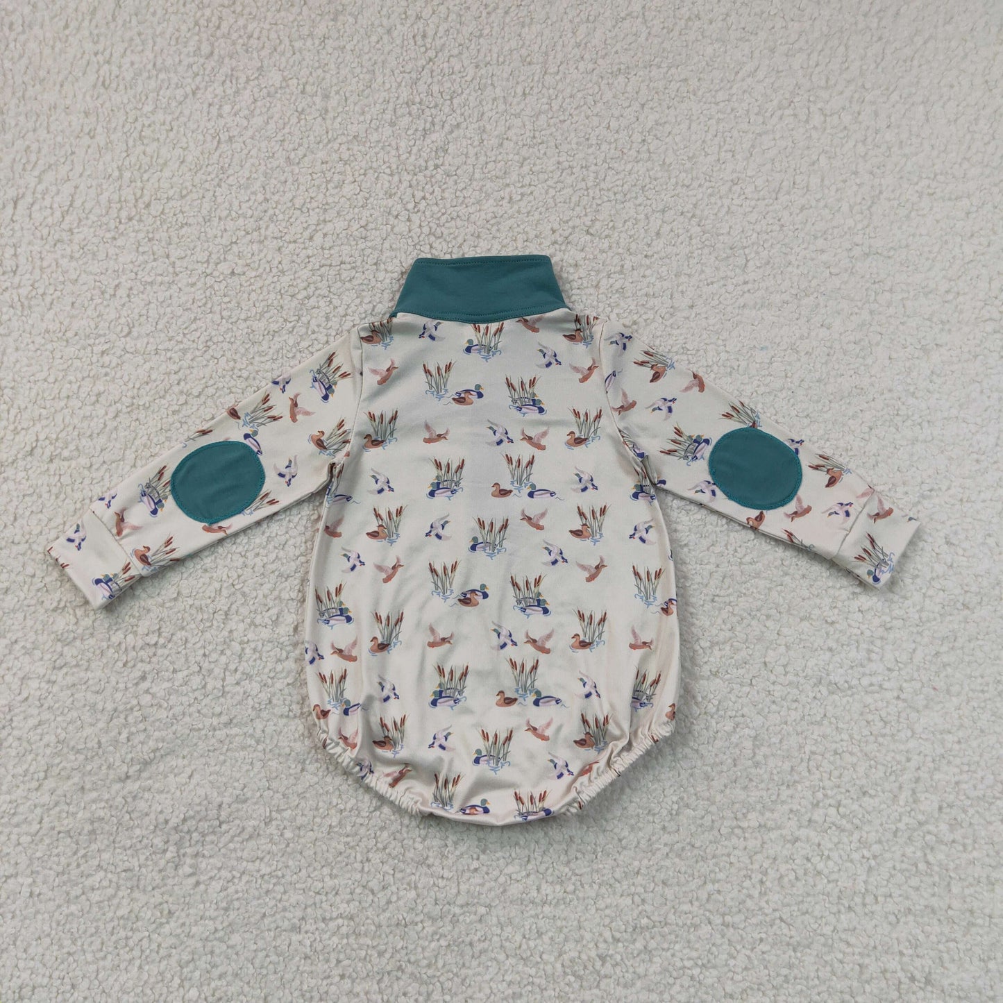 Baby Boys Long Sleeve Ducks Plaid Hunting Zip Rompers