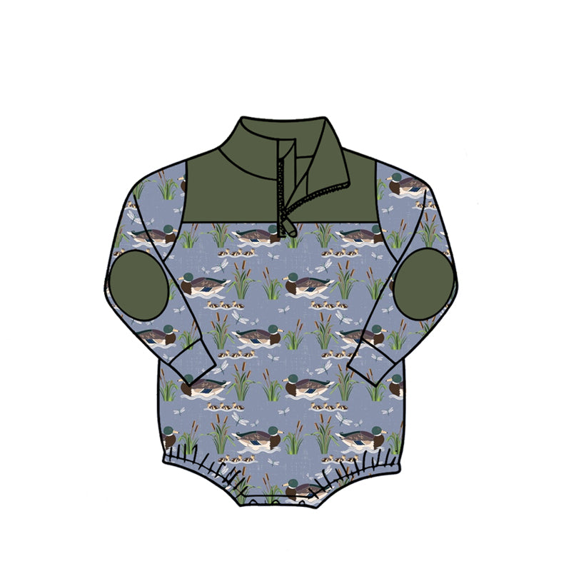 Baby Boys Long Sleeve Ducks Hunting Zipper Rompers Preorder
