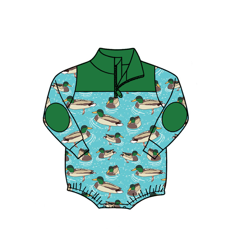 Baby Boys Long Sleeve Ducks Hunting Zipper Rompers Preorder