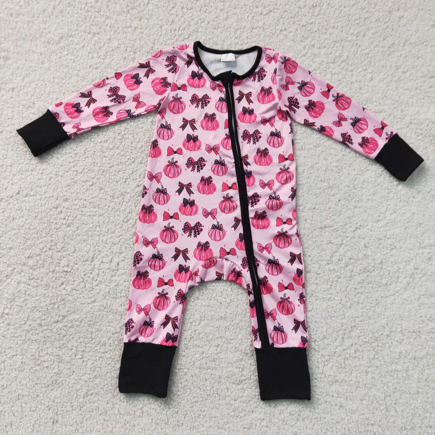 Sibling Baby Girls Long Sleeves Bows Pumpkins Top Pant Fall Clothes Set Zip Rompers
