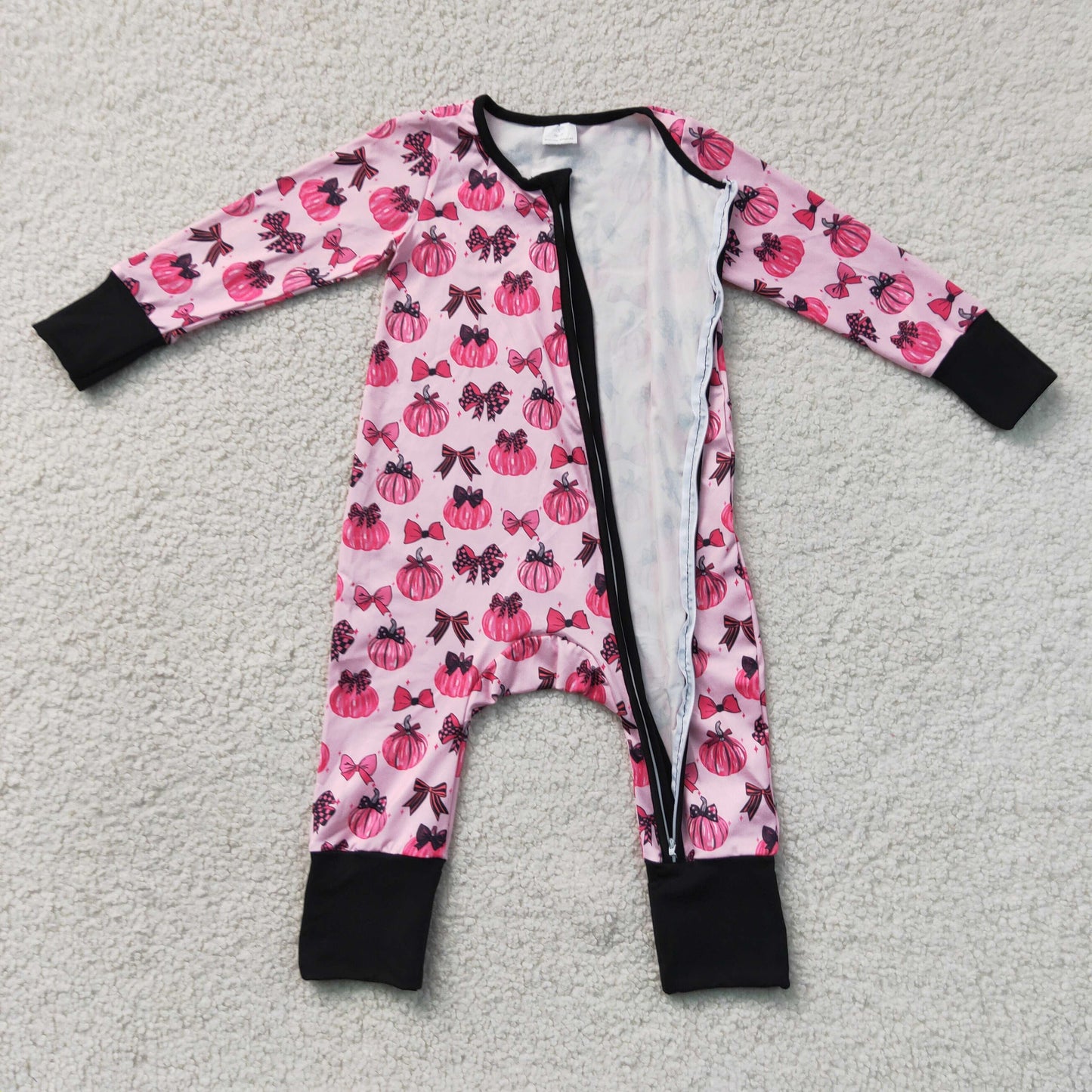 Sibling Baby Girls Long Sleeves Bows Pumpkins Top Pant Fall Clothes Set Zip Rompers