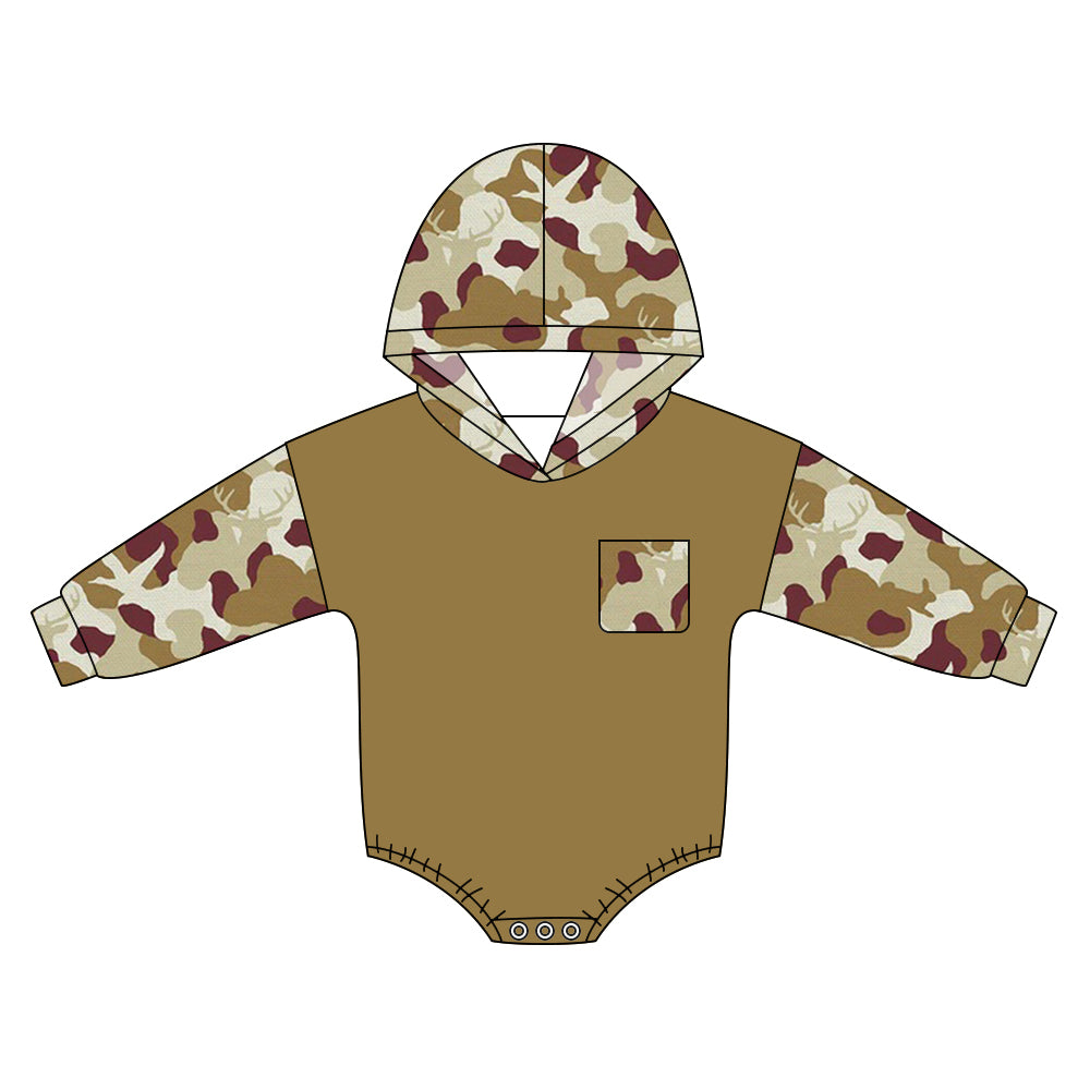 Baby Boys Southern Deer Camo Pocket Hunting Rompers Preorder