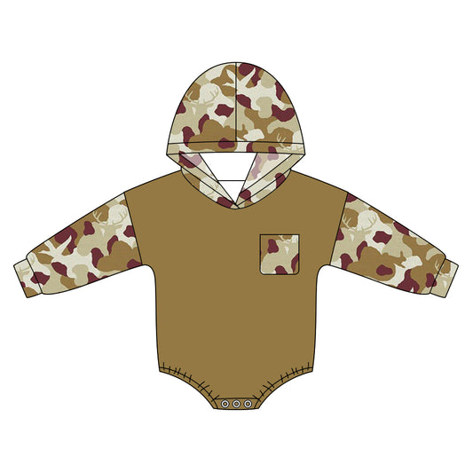 Baby Boys Southern Deer Camo Pocket Hunting Rompers Preorder