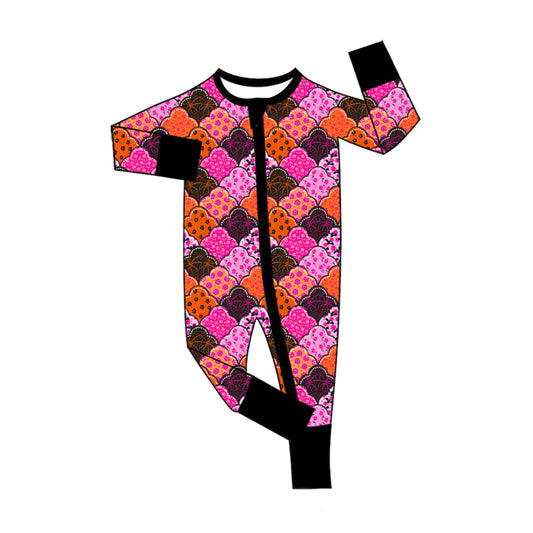 Baby Girls Flowers Spiders Checked Halloween Two Way Zip Convertible Rompers Preorder