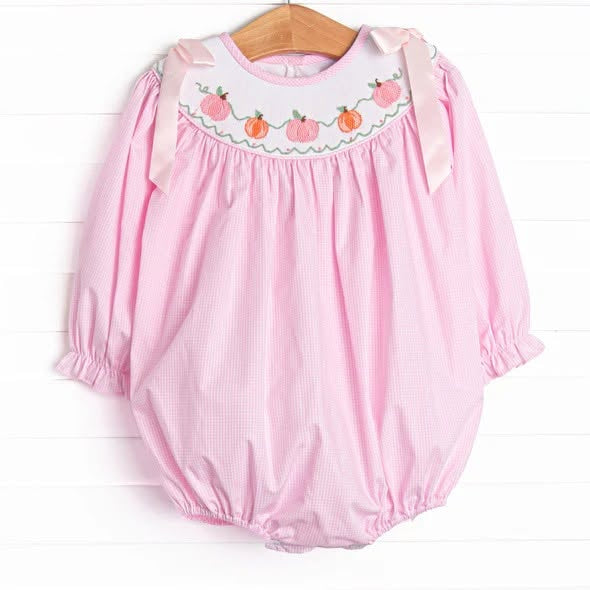 Preorder moq 5 Baby Girls Long Sleeve Pumpkins Fall Ruffle Rompers