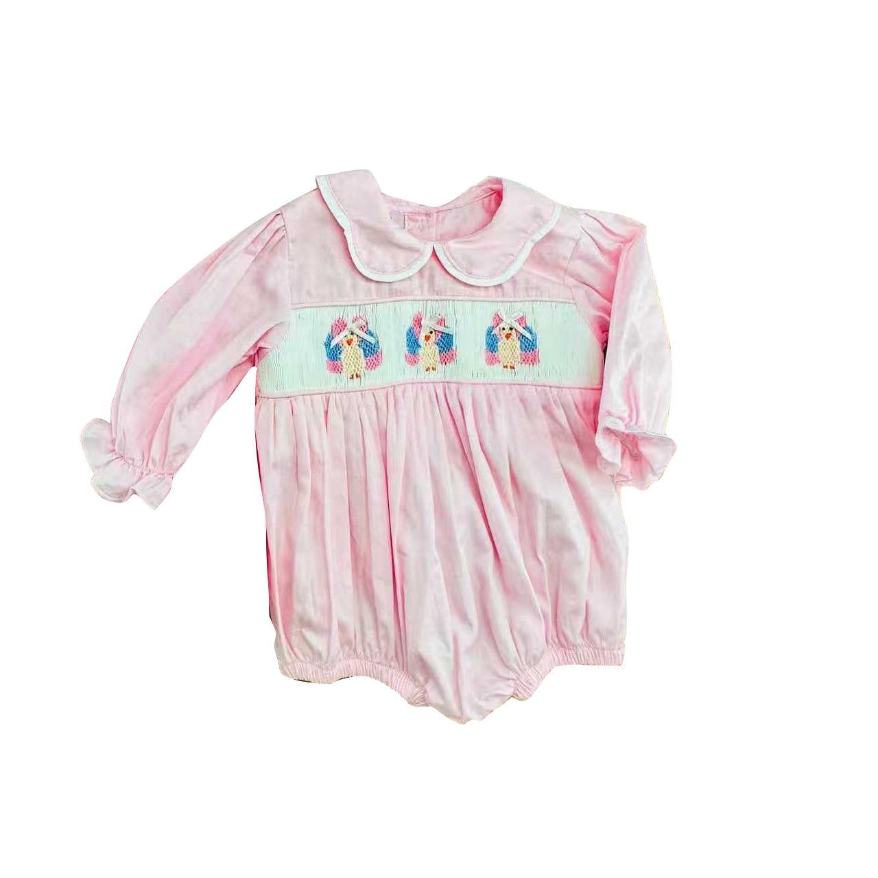 Preorder moq 5 Baby Girls Long Sleeve Turkey Thanksgiving Ruffle Rompers