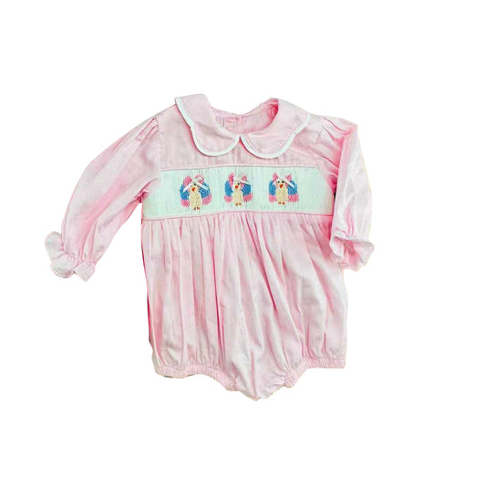 Preorder moq 5 Baby Girls Long Sleeve Turkey Thanksgiving Ruffle Rompers