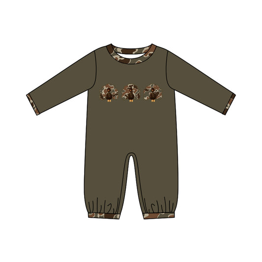 Preorder moq 5 Baby Boys Camo Turkey Thanksgiving Rompers