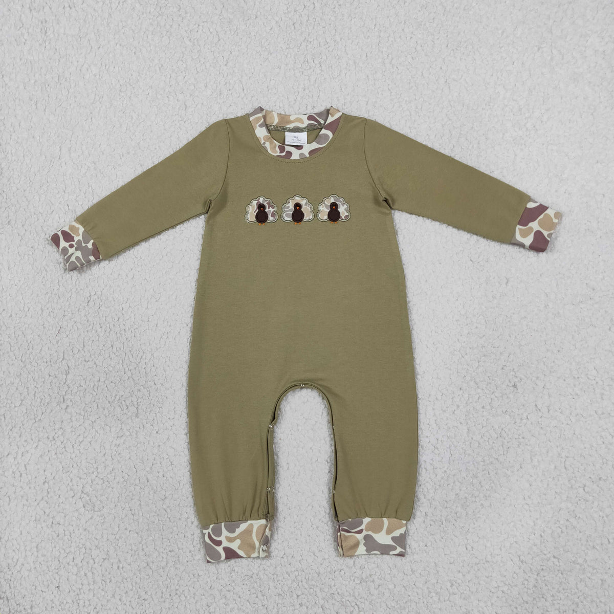 Sibling Baby Boys Long Sleeves Embroidery Turkey Pumpkins Deer Fall Pant Rompers