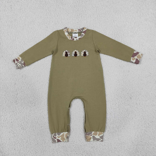 Embroidery Camo Turkey Baby Boys Thanksgiving Pant Rompers