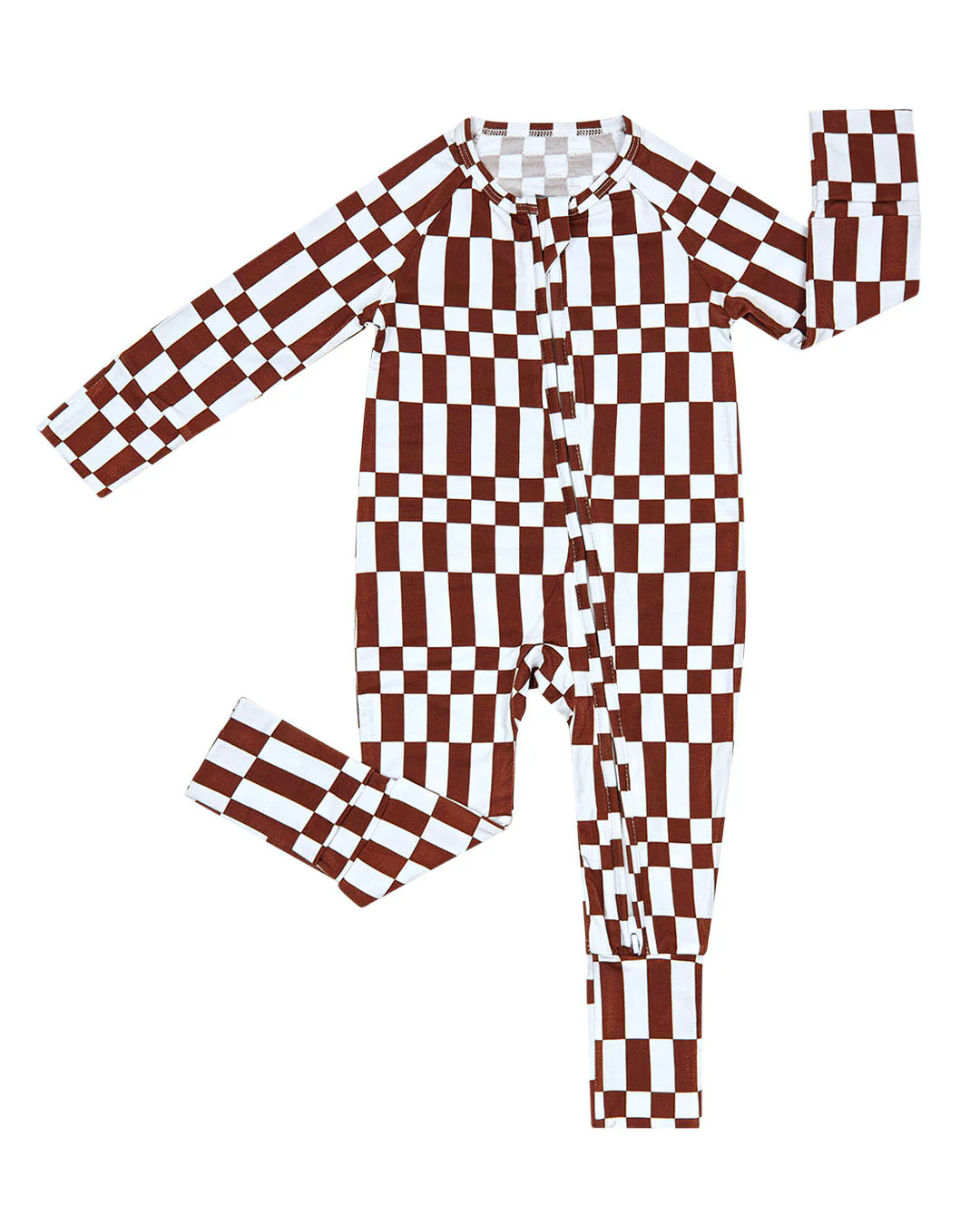 Preorder moq 5 Baby Boys Maroon Checked Fall Two Way Zip Convertible Rompers
