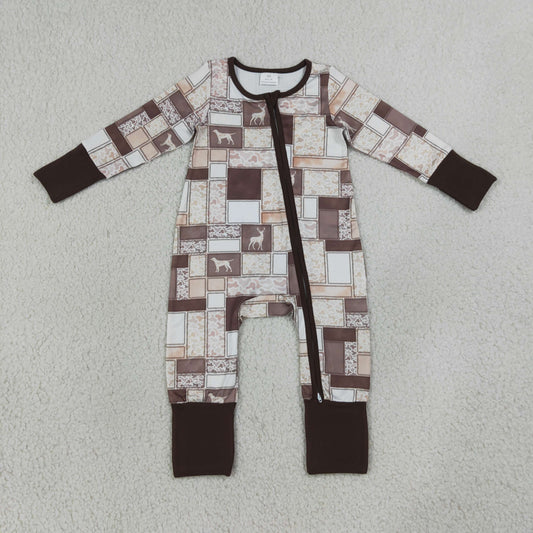 Baby Boys Ducks Dogs Deer Camo Hunting Two Way Zip Convertible Rompers