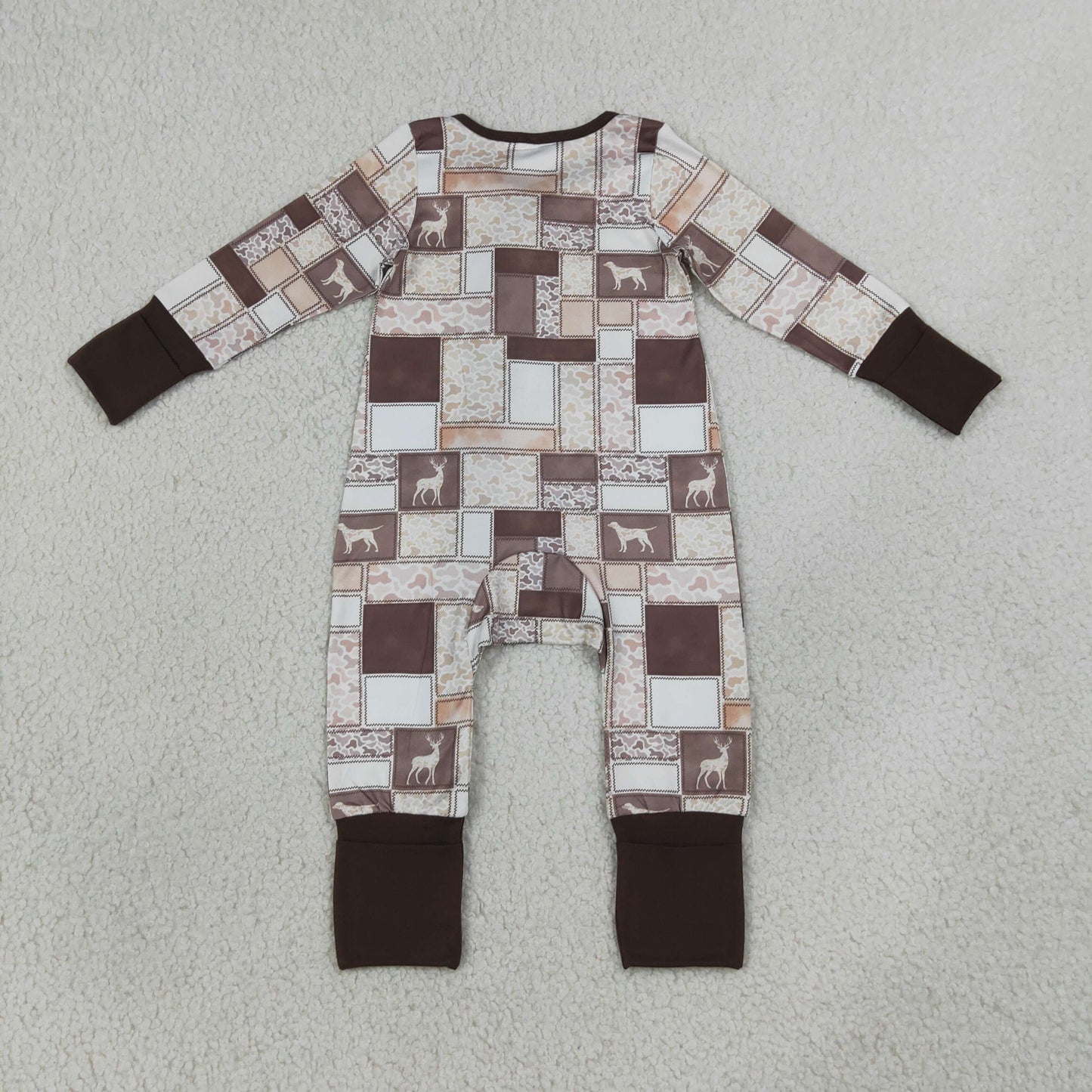 Sibling Baby Boys Deer Ducks Camo Checked Hunting Zip Rompers Blanket