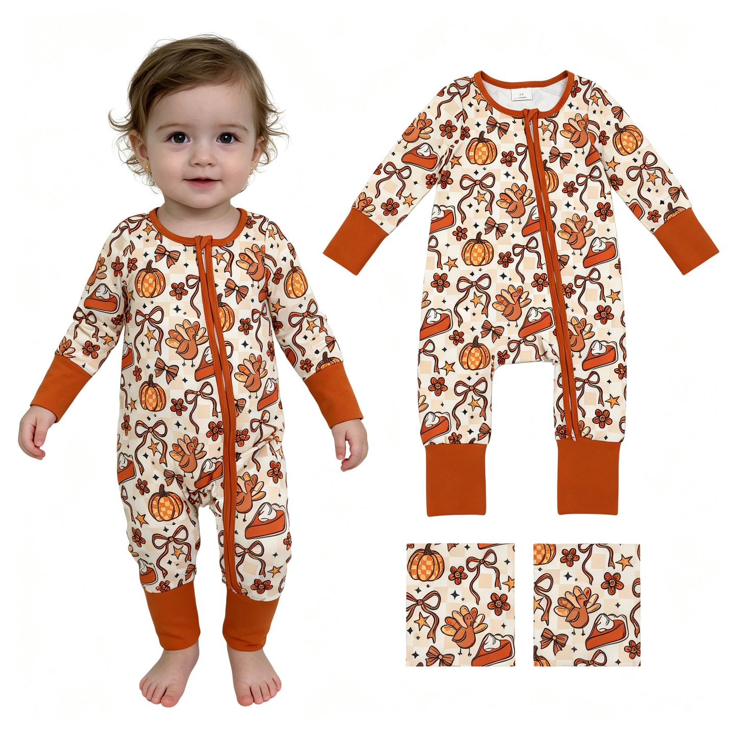 Baby Boys Ducks Dogs Deer Camo Hunting Two Way Zip Convertible Rompers