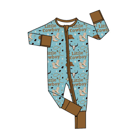 Baby Girls Little Cowboys Boots Western Two Way Zip Convertible Rompers Preorder