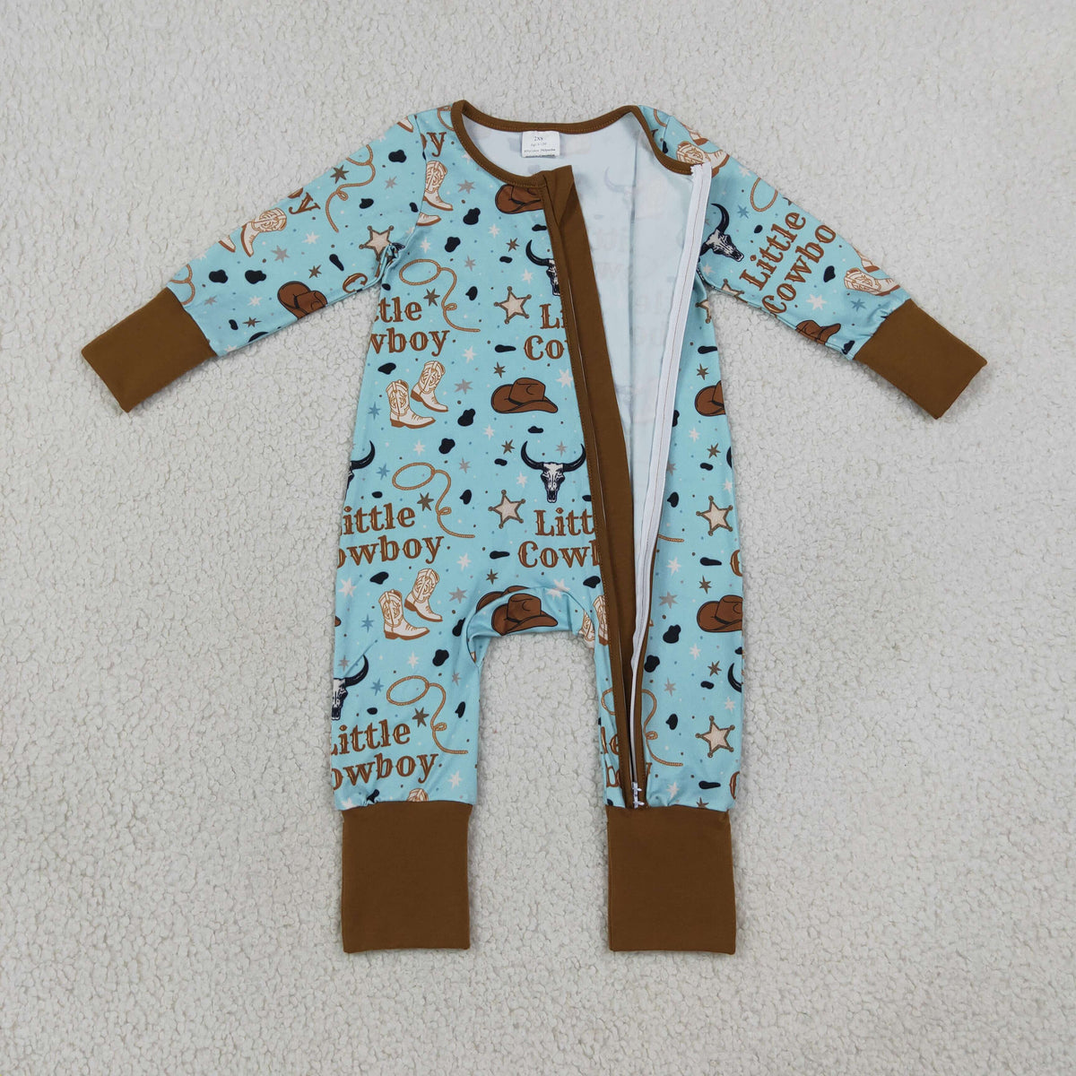 Sibling Baby Boys Little Cowboys Boots Hats Top Pant Western Pajamas Set Zip Rompers