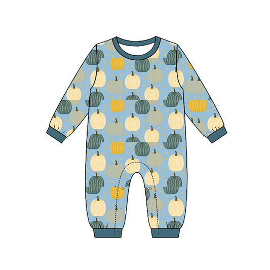Preorder moq 5 Baby Boys Long Sleeve Pumpkins Fall Pant Rompers