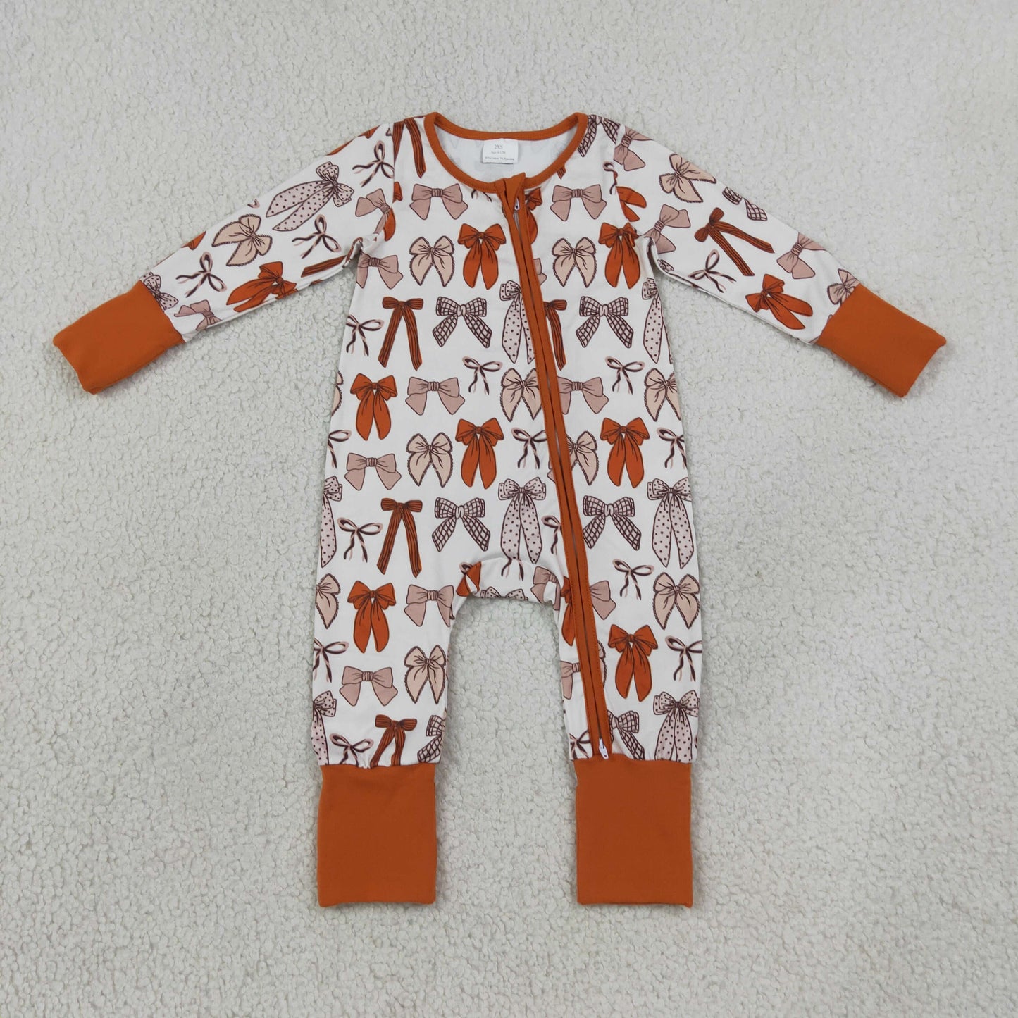 Baby Girls Bows Plaid Fall Two Way Zip Convertible Rompers