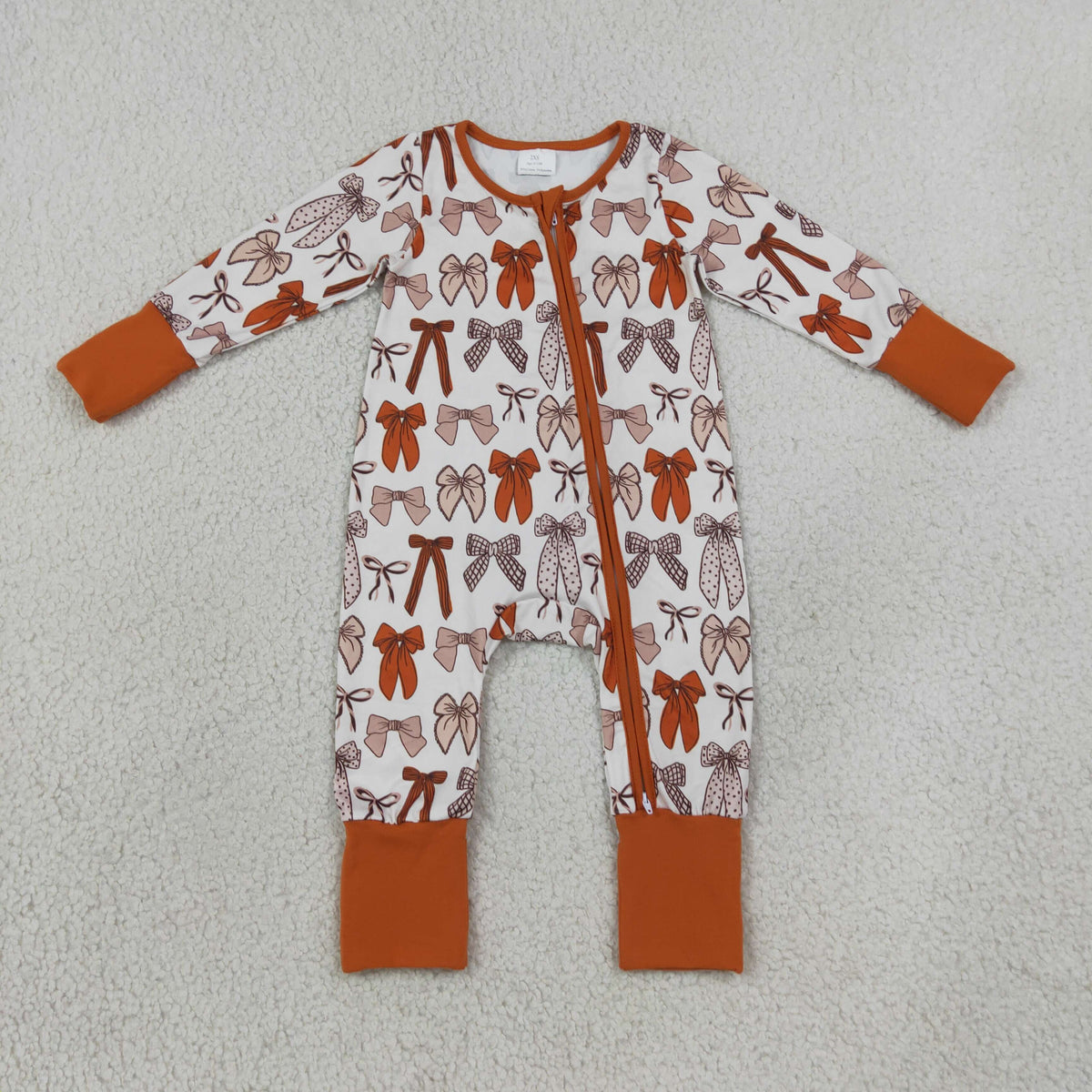 Sibling Baby Girls Fall Bows Plaid Top Pant Pajamas Set Zip Rompers